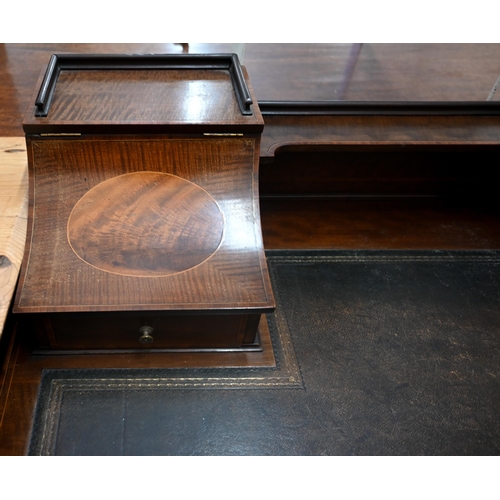 172 - An Edwardian Carlton house style mahogany desk with tooled leather top and two frieze drawers, squar... 