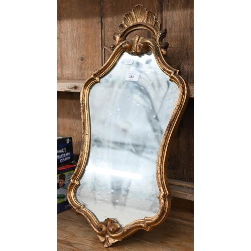 181 - An Italian rococo style wall mirror in ornate gilt frame, 62 cm high