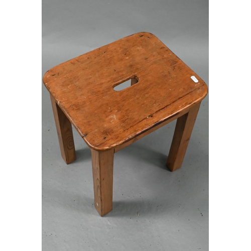 205 - A circular elm milking stool, pine stool and turned wooden bowl (3)