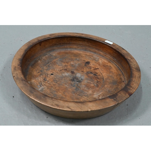 205 - A circular elm milking stool, pine stool and turned wooden bowl (3)