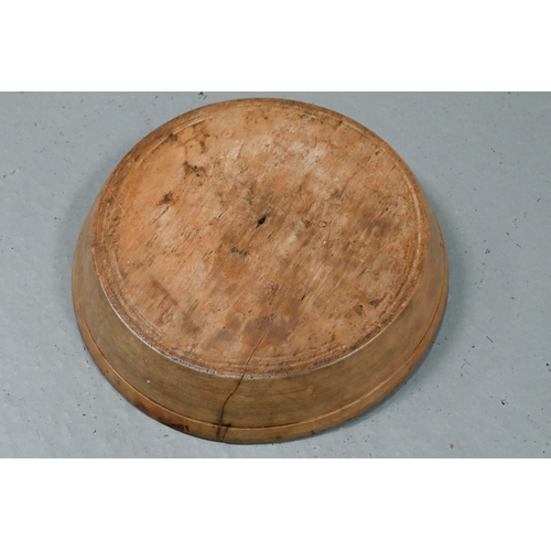 205 - A circular elm milking stool, pine stool and turned wooden bowl (3)