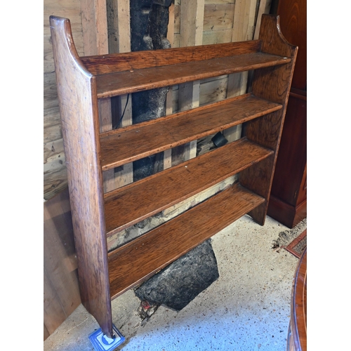 206 - An early 20th century oak open bookcase with four shelves, 106 x 20 x 114 cm high