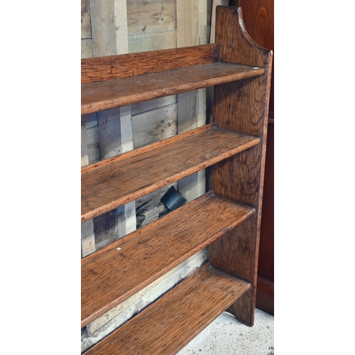 206 - An early 20th century oak open bookcase with four shelves, 106 x 20 x 114 cm high