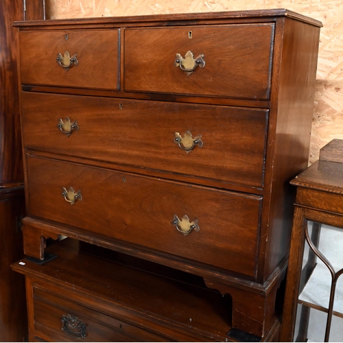 219 - A small 19th century mahogany chest of two over two drawers raised on bracket feet, 90 x 40 x 82 cm ... 