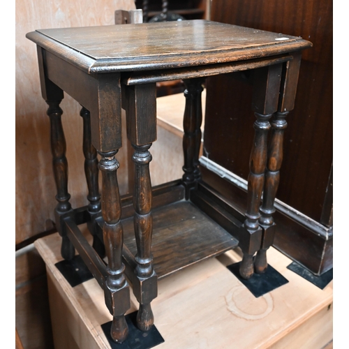 24 - A nest of two occasional tables to/with an Edwardian bedside cupboard and a 19th century drop leaf s... 