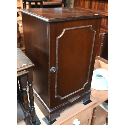 24 - A nest of two occasional tables to/with an Edwardian bedside cupboard and a 19th century drop leaf s... 