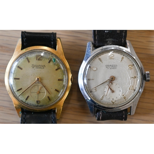 268 - A gents vintage LIP Elgiloy chrome plated manual wristwatch, the champagne dial with Arabic numerals... 