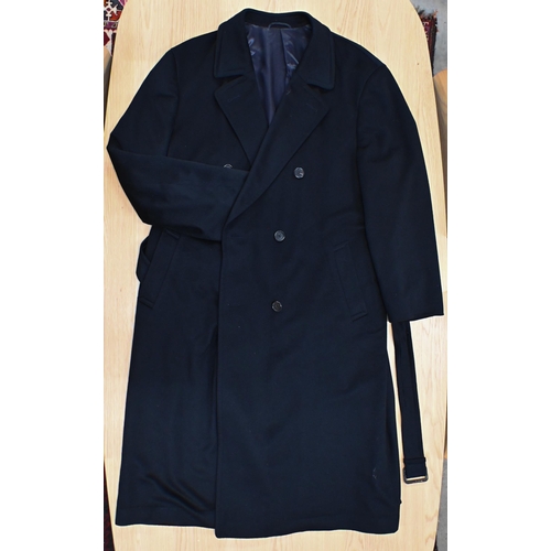 293 - An Italian navy cashmere men's overcoat for Bressler/Ahmet Yosuf, with belt to/w Dunhill navy wool b... 