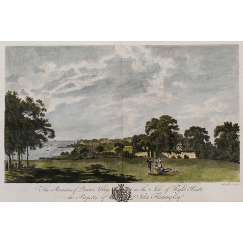 303 - Two coloured engravings of The Isle of Wight -the seat of Sir William Oglander and the remains of Du... 