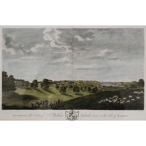 303 - Two coloured engravings of The Isle of Wight -the seat of Sir William Oglander and the remains of Du... 