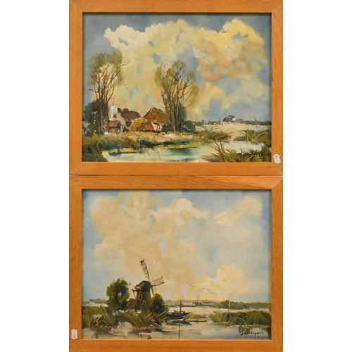 306 - J Kobdegrans? - A pair of Dutch river views, oil on canvas, signed, 38 x 48 cm (2)