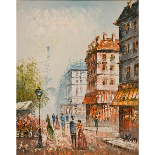 307 - Burnett - Parisian street scene, oil on canvas, signed, 50 x 39 cm