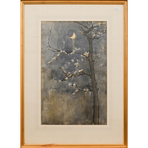 308 - Watercolour of moonlit tree, ltd ed botanical study and an abstract figurative study (3)