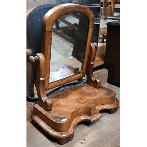 48 - # An old oak barley twist occasional table to/with a platform toilet mirror and a Victorian embroide... 