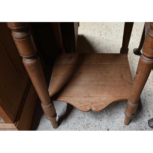 51 - A pine washstand with china wash bowl and jug