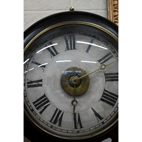 529 - A 19th century postman's alarm wall clock with two-train movement, 22cm diameter dial