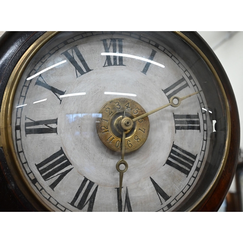 529 - A 19th century postman's alarm wall clock with two-train movement, 22cm diameter dial