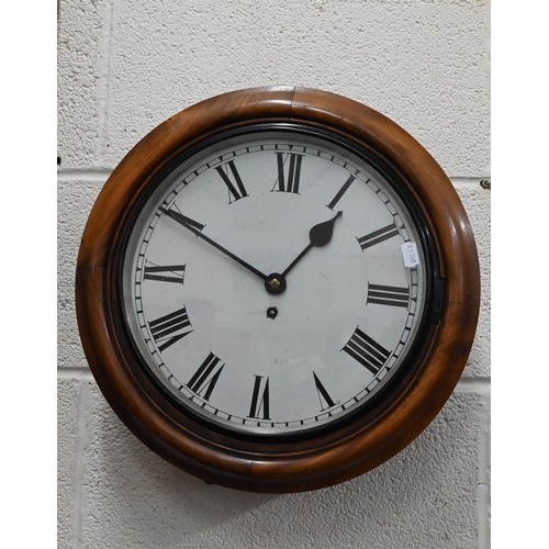 531 - A 19th Century mahogany wall timepiece with single fusée movement and 29cm enamel dial