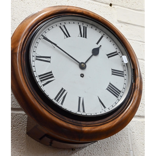 531 - A 19th Century mahogany wall timepiece with single fusée movement and 29cm enamel dial