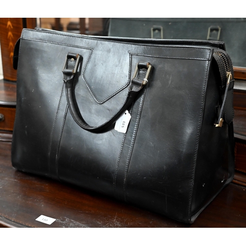 533 - A Swaine Aidney black leather overnight case with combination lock