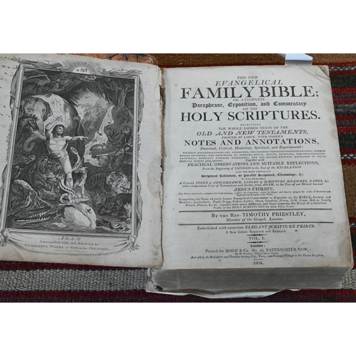 544 - A large 1824 lectern edition of Brown's Bible, folio, to/w an 1804 Evangelical Family Bible 4to and ... 