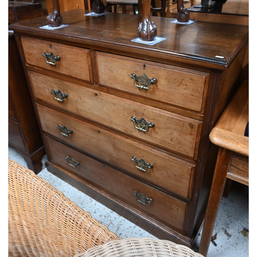 55 - An Edwardian mahogany chest of two short over three long graduated drawers, with brass fittings, rai... 