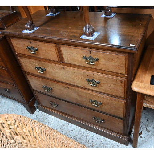 55 - An Edwardian mahogany chest of two short over three long graduated drawers, with brass fittings, rai... 