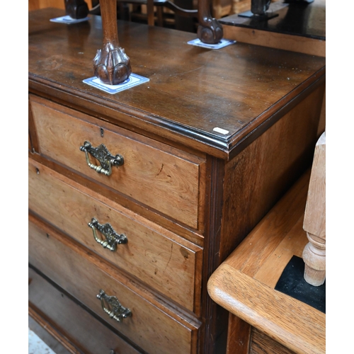 55 - An Edwardian mahogany chest of two short over three long graduated drawers, with brass fittings, rai... 