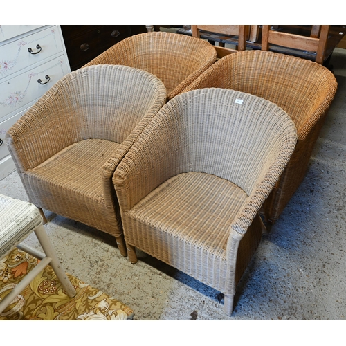 60 - Two pairs of modern wicker conservatory chairs, no cushions