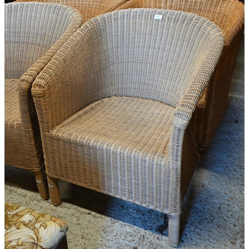 60 - Two pairs of modern wicker conservatory chairs, no cushions