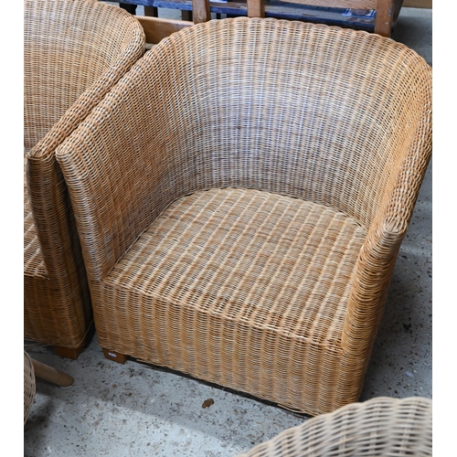 60 - Two pairs of modern wicker conservatory chairs, no cushions