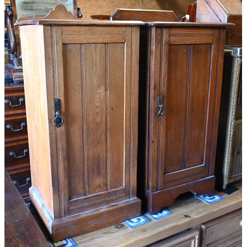 63 - Two similar but differing Edwardian oak bedside cabinets (2)