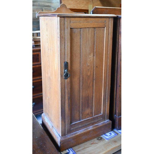 63 - Two similar but differing Edwardian oak bedside cabinets (2)