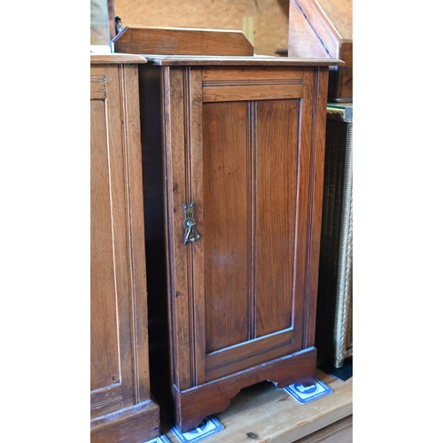 63 - Two similar but differing Edwardian oak bedside cabinets (2)