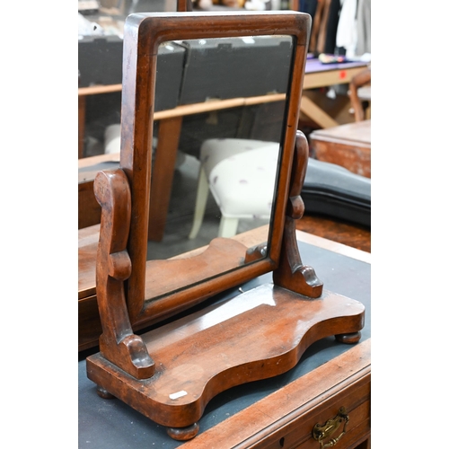 71 - A 19th century mahogany framed toiled mirror on three drawer platform base (a/f) 68 cm w x 25 cm d x... 