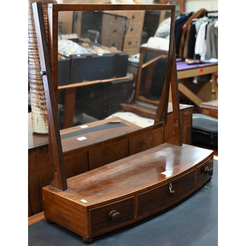 71 - A 19th century mahogany framed toiled mirror on three drawer platform base (a/f) 68 cm w x 25 cm d x... 