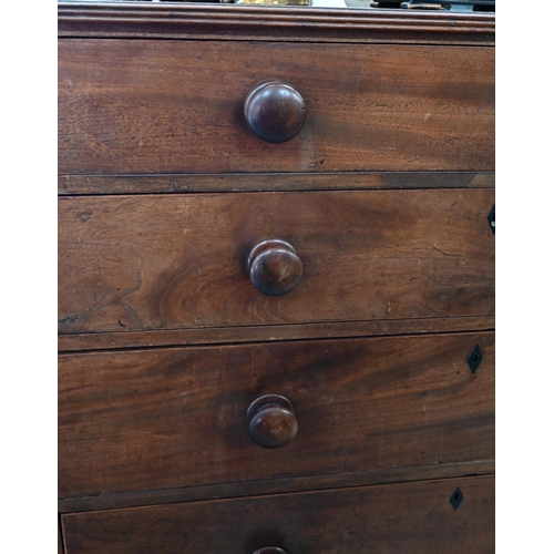 85 - A George III mahogany chest of four long graduating drawers raised on shaped bracket feet (a/f) 75 c... 