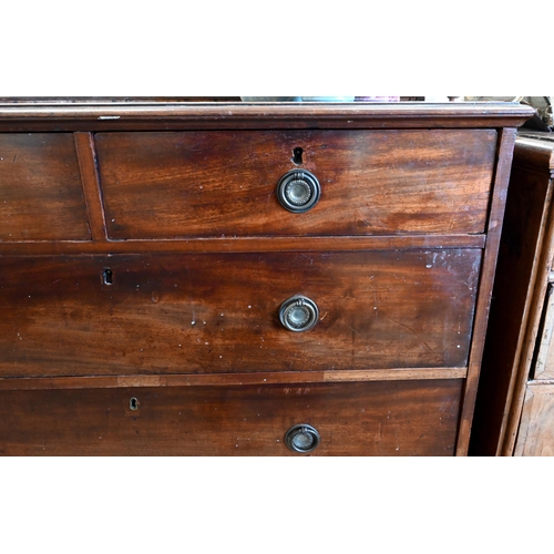 88 - A 19th century mahogany chest of two short over three long drawers standing on bracket feet (a/f) 10... 