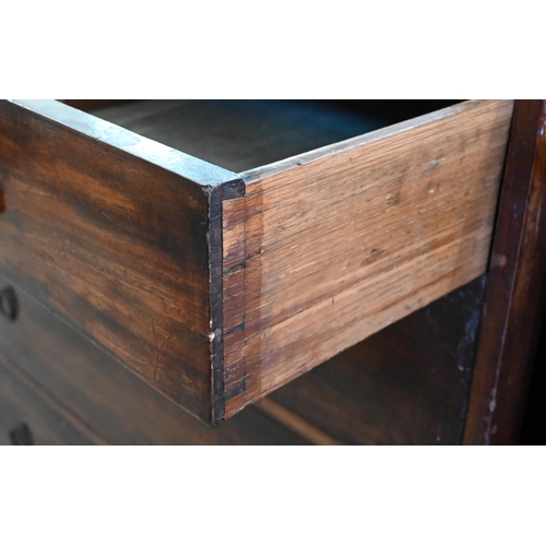 88 - A 19th century mahogany chest of two short over three long drawers standing on bracket feet (a/f) 10... 