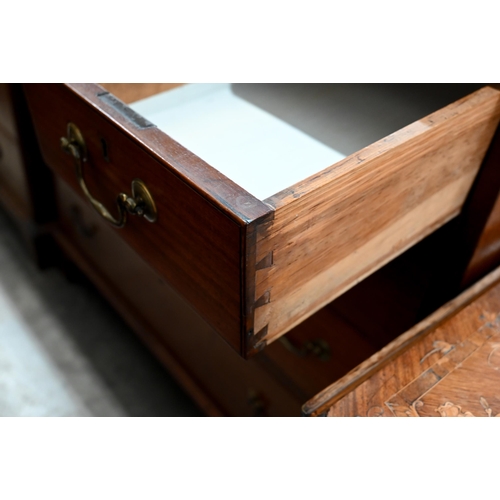 90 - A 19th century mahogany chest of three short over three long drawers raised on bracket feet, 110 cm ... 