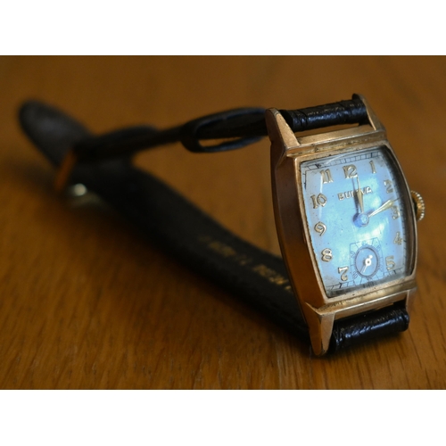 271 - A vintage gents Bulova gold plated manual wristwatch, circa 1940s, the oyster dial with gilt Arabic ... 