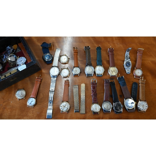 275 - A quantity of assorted gents wristwatches circa 1950's and later incl. Rotary; Timex; Waltahm; Rone;... 