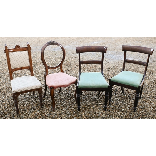 34 - # A pair of modern beech Windsor style chairs, to/with a pair of Trafalgar back chairs, a carved bal... 