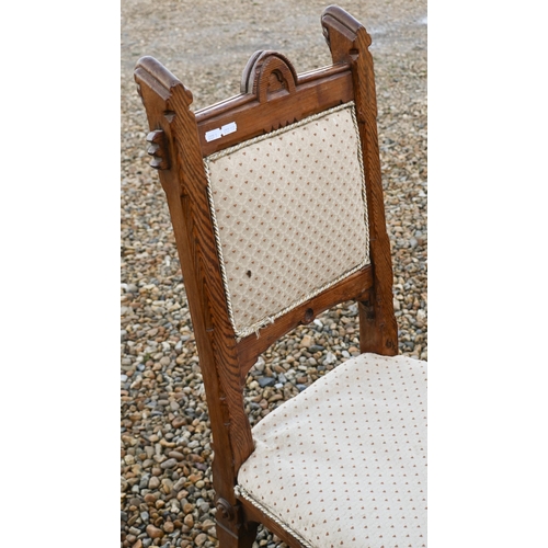 34 - # A pair of modern beech Windsor style chairs, to/with a pair of Trafalgar back chairs, a carved bal... 