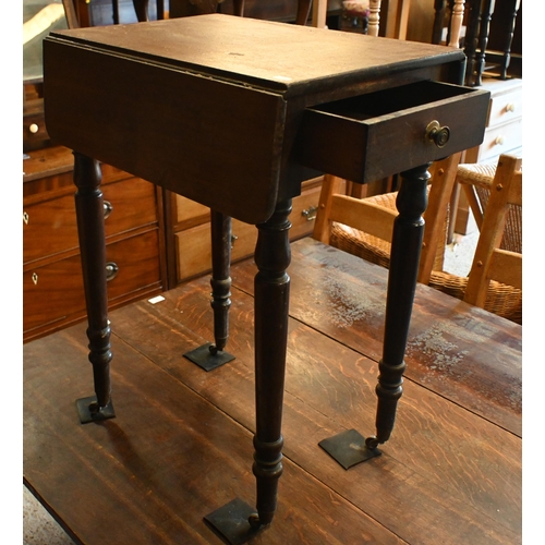 59 - # A Georgian oak drop leaf gateleg supper table to/with a drop leaf occasional table, both a/f (2)