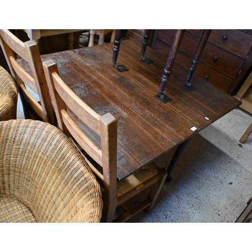 59 - # A Georgian oak drop leaf gateleg supper table to/with a drop leaf occasional table, both a/f (2)