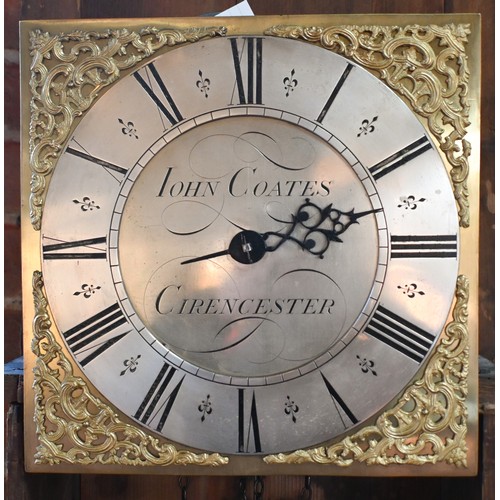 278 - John Coates, Cirencester, an 18th century pine 30hr longcase clock, the square brass dial with silve... 