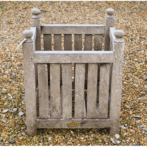 10A - A weathered slatted Chic Teak garden planter, 45 cm x 45 cm x 54 cm h