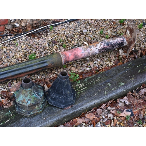 15 - A Victorian cast iron lamp post with part copper lantern top, a/f weathered and damaged to/w two old... 