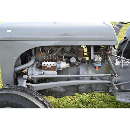 1 - A 1952 vintage Ferguson T20 diesel tractor, 2,300 cc, traditional grey paintwork, three point hydrau... 